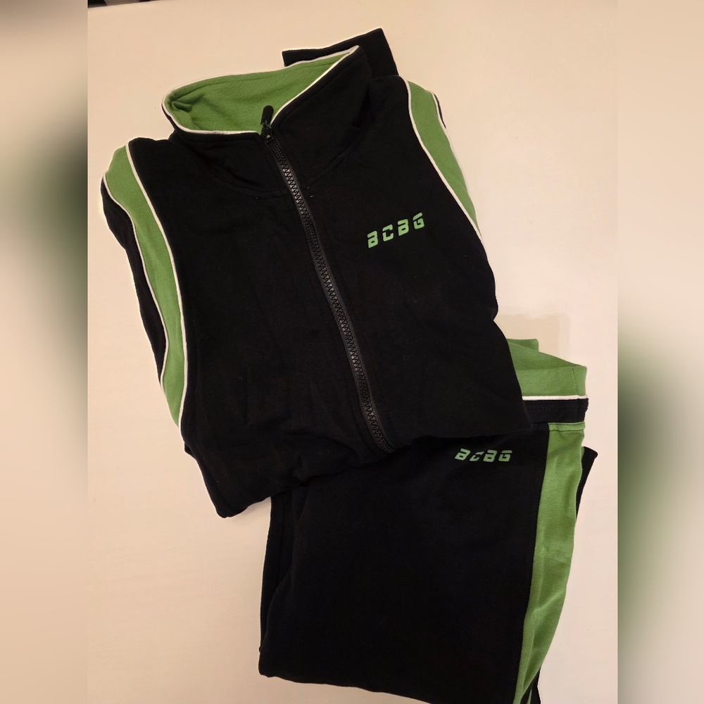BCBGMaxAzria Women's Black & Green Zip-Up Track Suit ~ Sz Med/Large Mixed Size